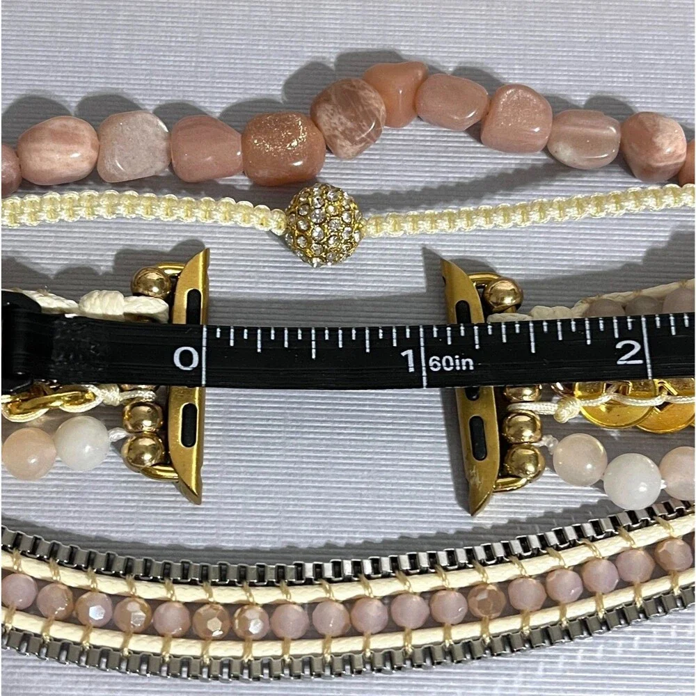 Victoria Emerson Smart Watch Band Strappy Rose Gold Tone Pink Stone Bracelet